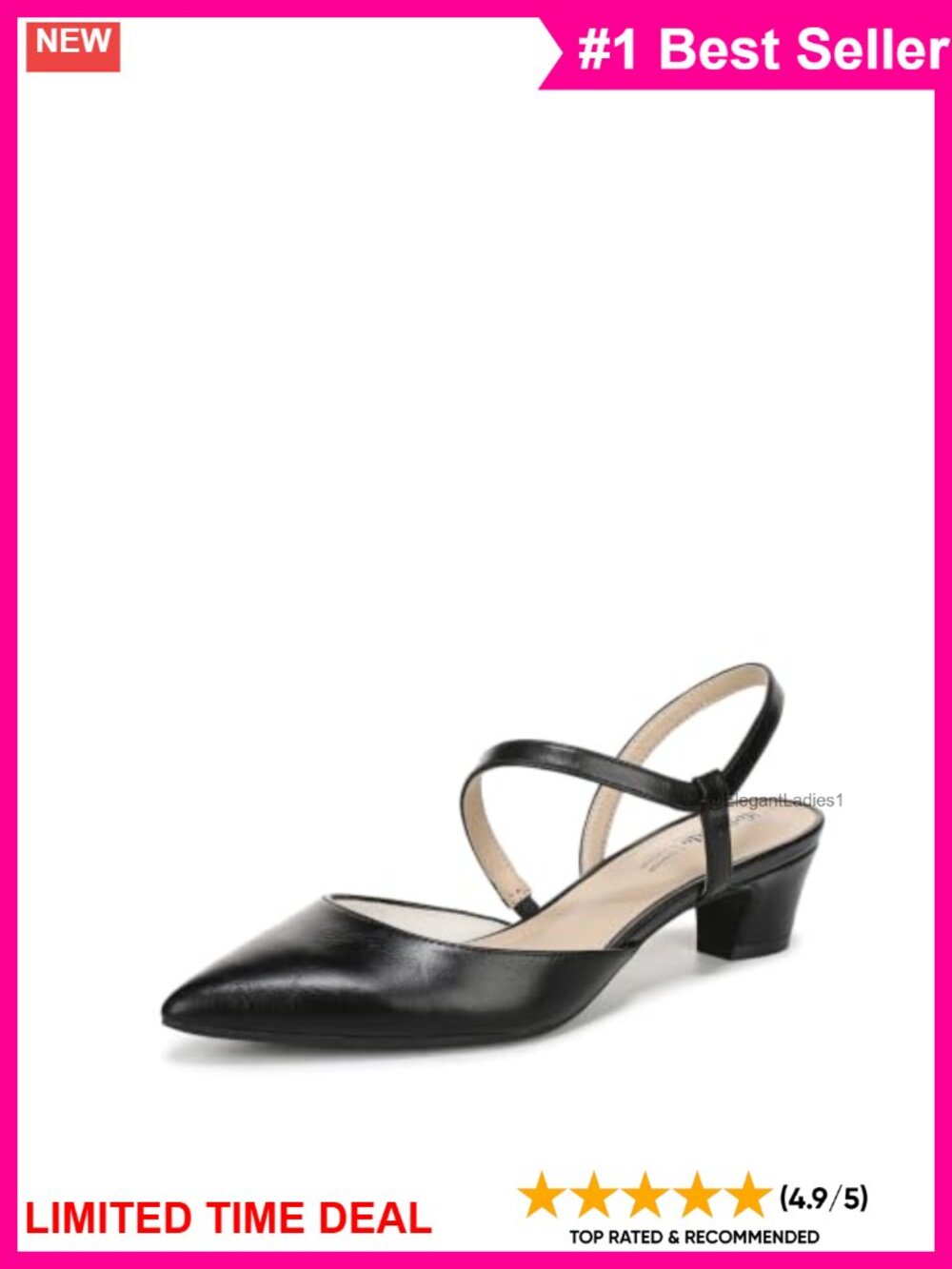 Minimalist Pointed Toe Kitten Heel Pump Slingback